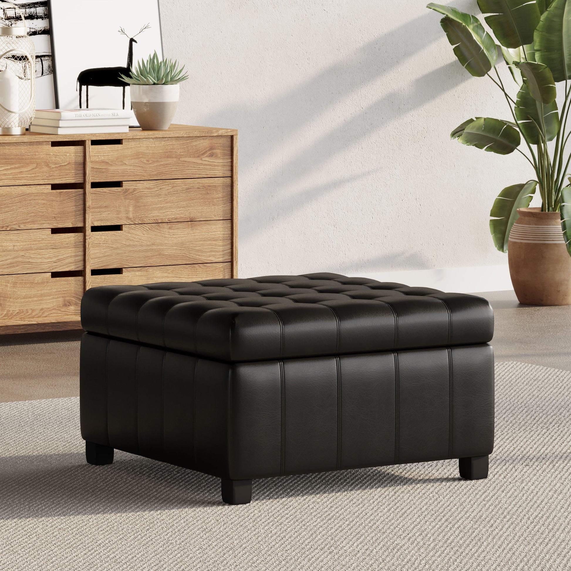 Isabella Ottoman Black Pu