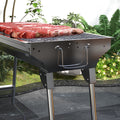 Portable Charcoal Grill, Stainless Steel Folding Outdoor Bbq Grill For Backyard Cooking, Camping, Picnic, Party, Tailgating And Travel With Pan, Grill Rack, Shelves, Hooks Silver Metal