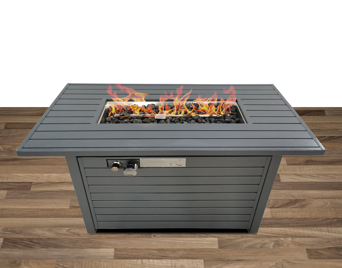 Living Source International 25'' H X 42'' W Steel Outdoor Fire Pit Table With Lid Gray Gray Modern Steel