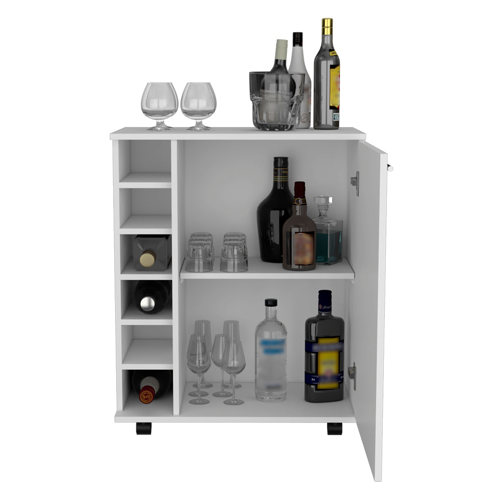 Bar Cart Cisco, Living Room, White White Particle Board Engineered Wood