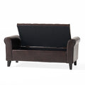 Hayes Armed Storage Bench Brown Pu