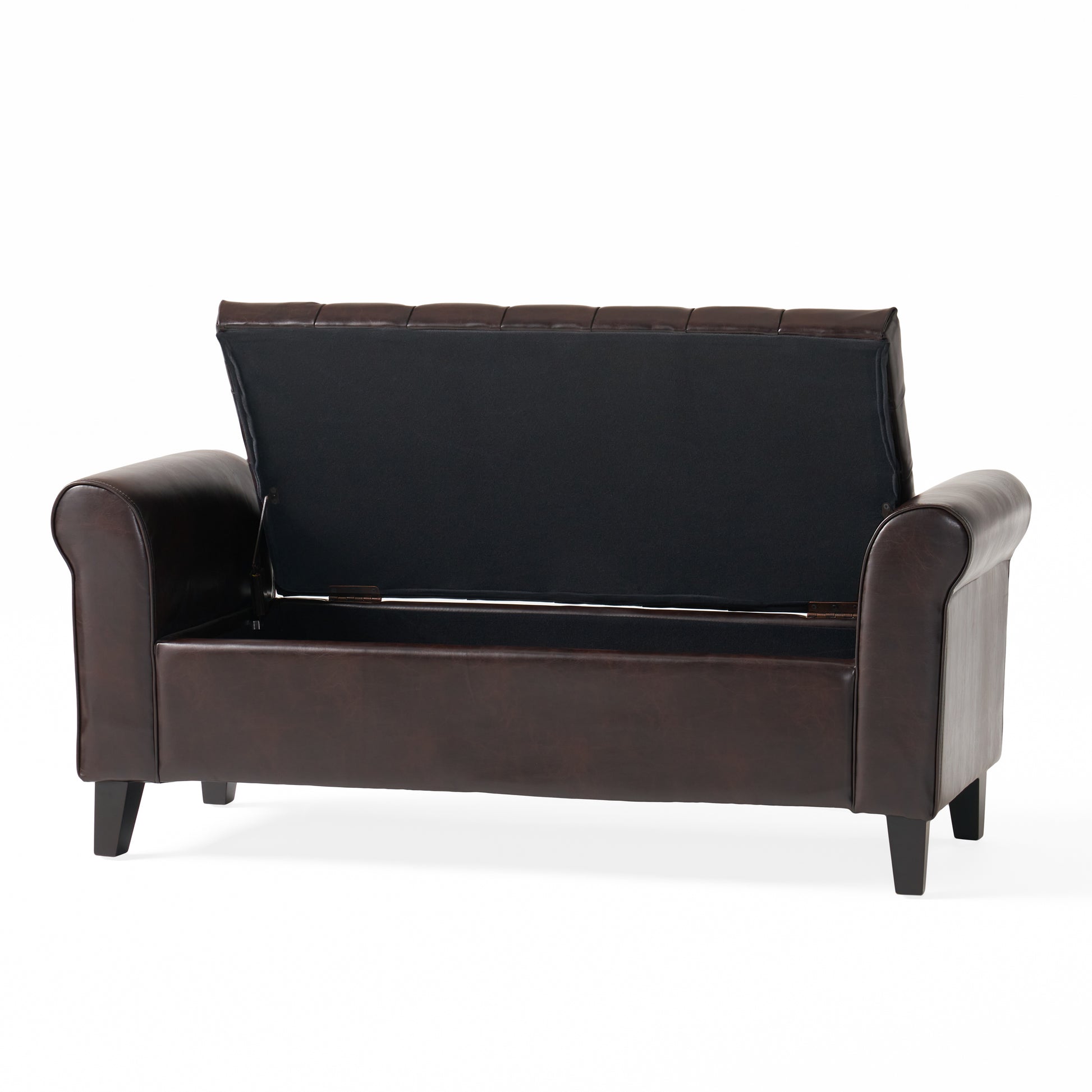 Hayes Armed Storage Bench Brown Pu