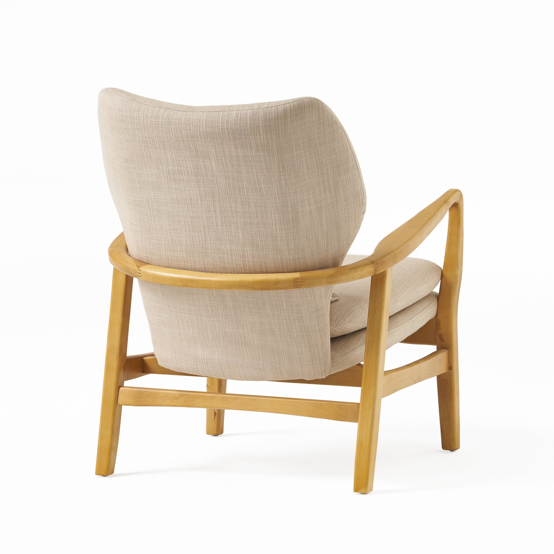 Club Chair, Upholstered Armchair Beige Fabric