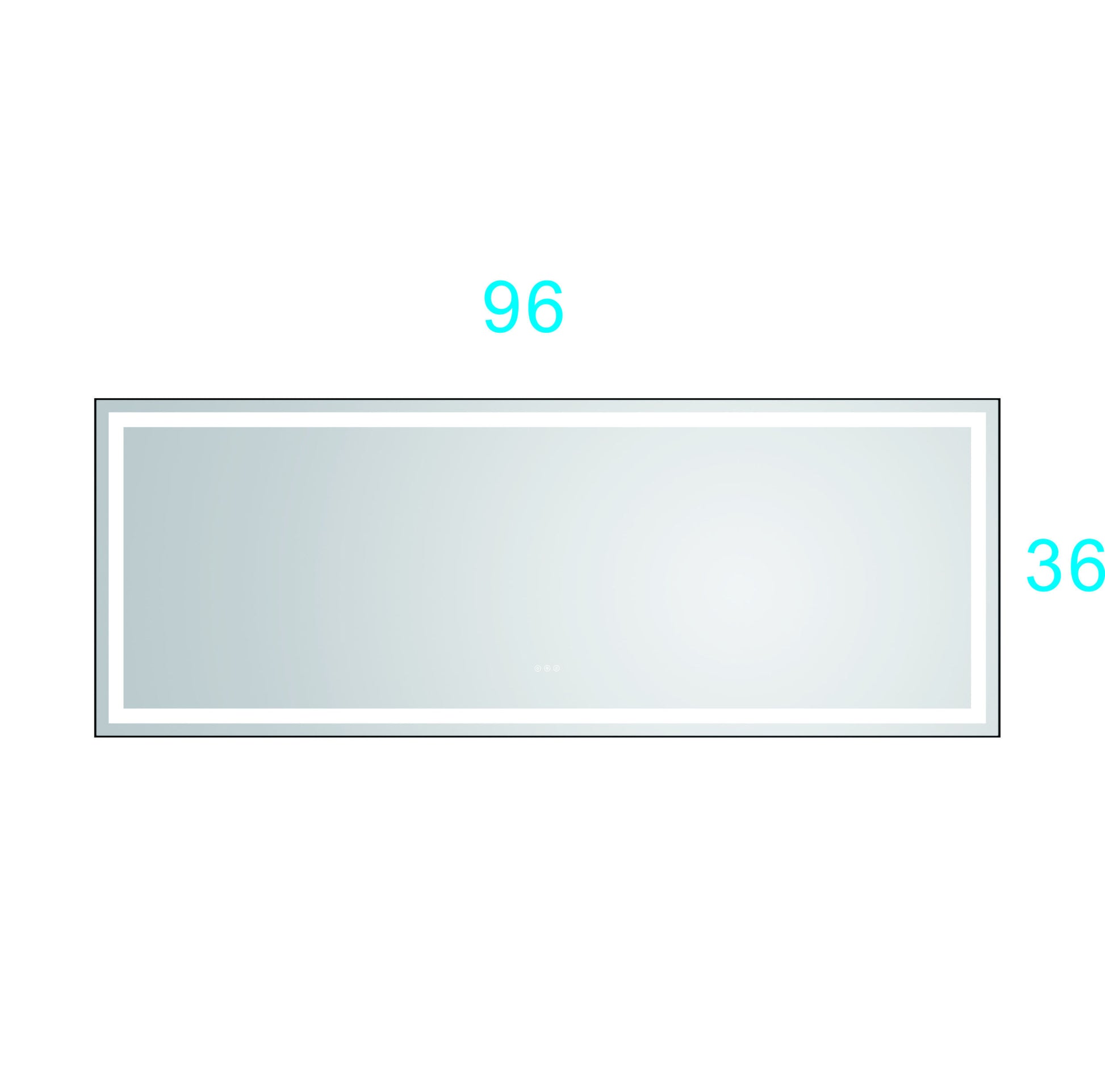 96*36 In Bathroom Led Mirror Is Multi Functional And Each Function Is Controlled By A Smart Touch Button. Matte Black Aluminium