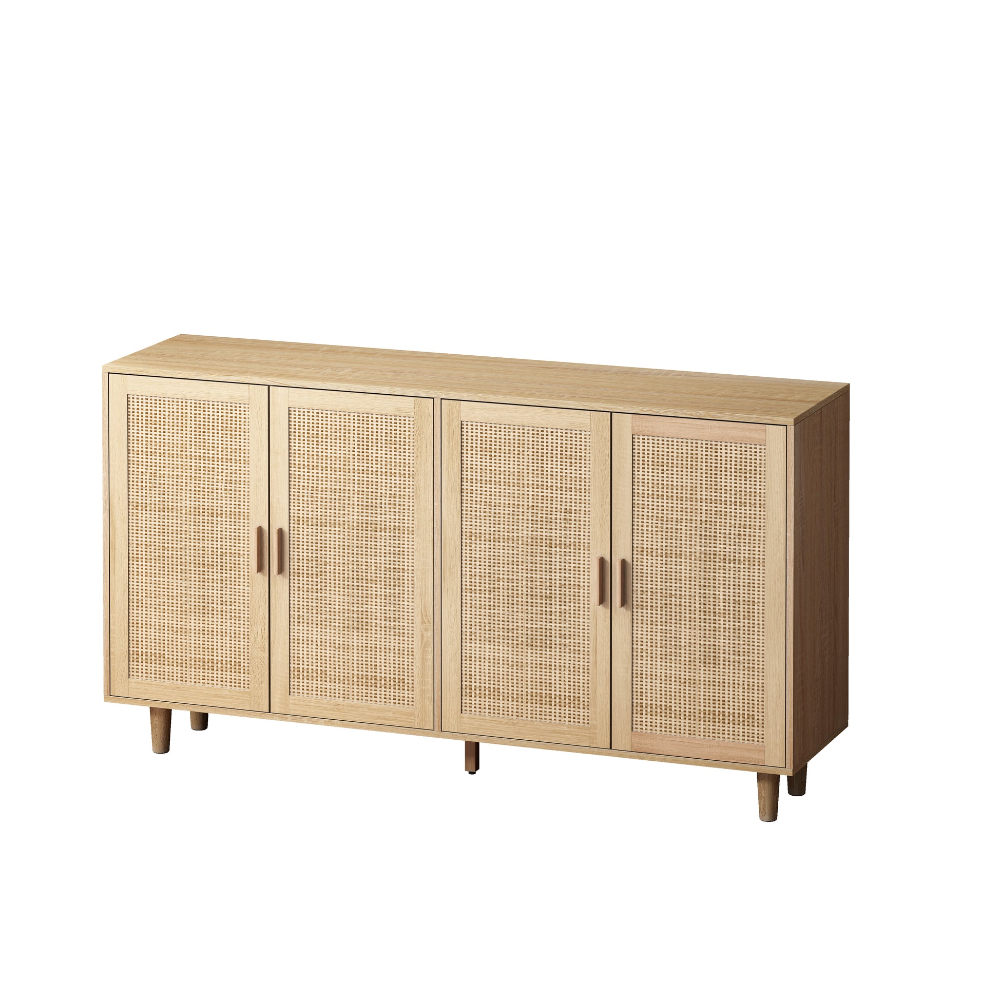 62.20"Elegant And Functional 4 Door Rattan Decorative Storage Cabinet,For Bedroom,Living Room,Office,Easy Assembly Same Sku:W757P190066 Natural Particle Board