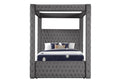Monica Luxurious Four Poster Queen Bed Made With Wood In Gray Box Spring Not Required Queen Gray Wood Bedroom Modern Upholstered Velvet Wood