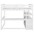 Full Size Loft Bed With Desk And Shelves,Two Built In Drawers,White Old Sku: Sm000416Aak Box Spring Not Required Full White Wood Bedroom Pine