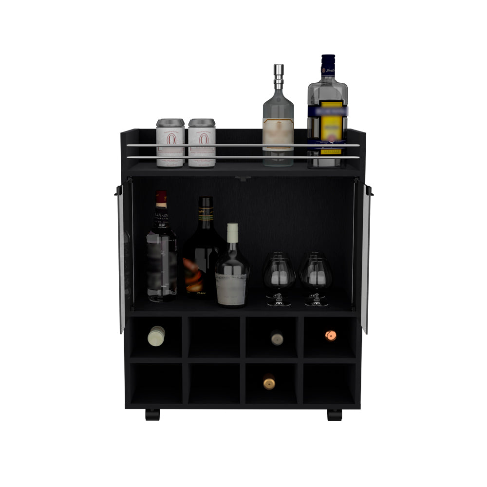 Bar Cart Philadelphia, Living Room, Black Black Particle Board Engineered Wood