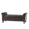 Hayes Armed Storage Bench Brown Pu