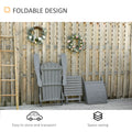 3 Piece Folding Adirondack Chair With Ottoman And Side Table, Outdoor Wooden Fire Pit Chairs W High Back, Wide Armrests For Patio, Backyard, Garden, Lawn Furniture, Gray Gray Wood
