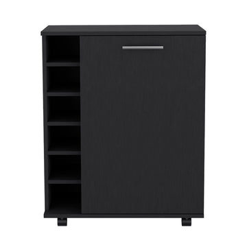 Bar Cart Cisco, Living Room, Black Black Particle Board Engineered Wood