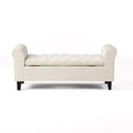 Hayes Armed Storage Bench Ivory Velvet