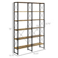 5 Tier Bookshelf With Steel Frame, Bookcase With Adjustable Foot Pads For Living Room, Home Office, Rustic Brown Rustic Brown Particle Board