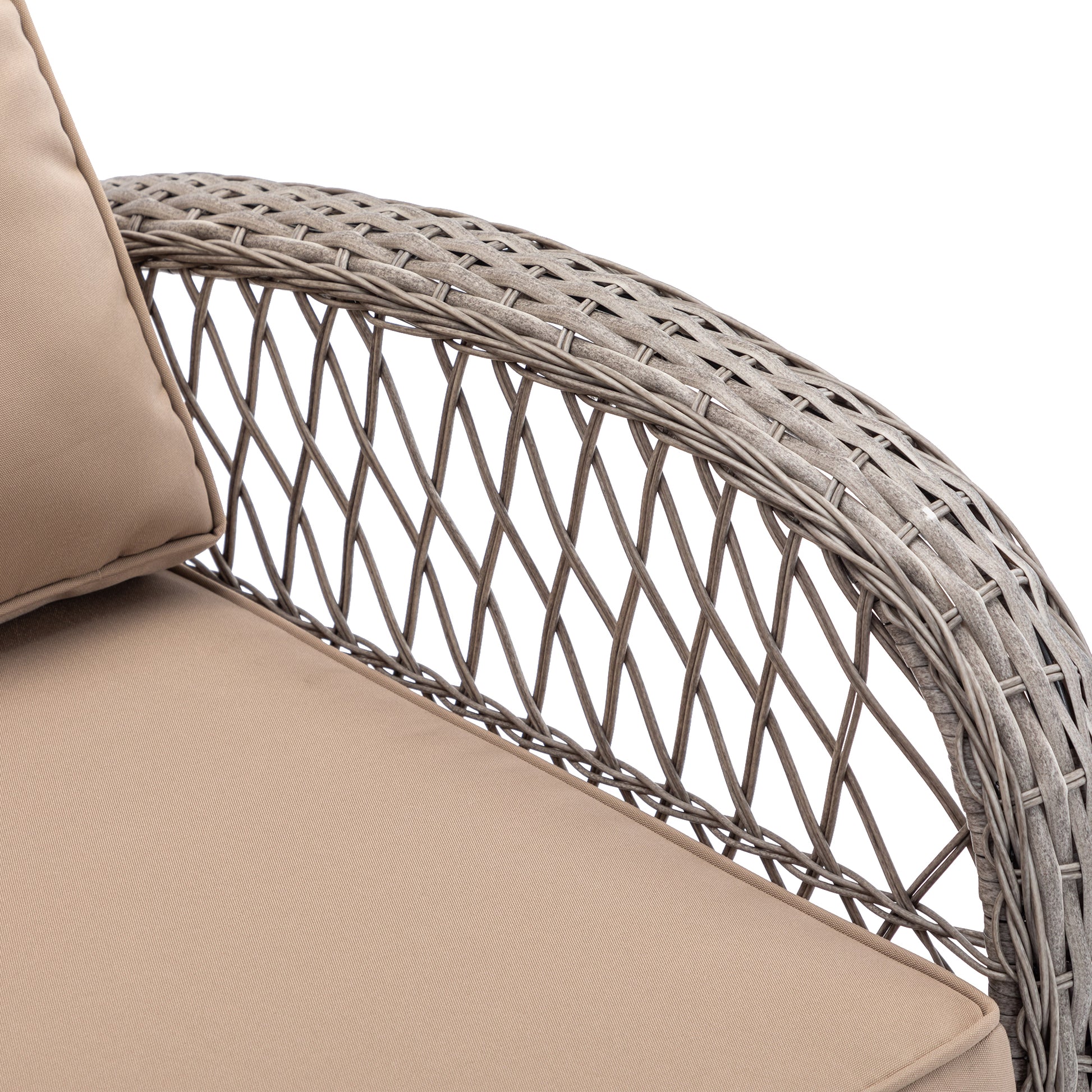 3 Pieces Outdoor Swivel Rocker Patio Chairs, 360 Degree Rocking Patio Conversation Set With Thickened Cushions And Glass Coffee Table For Backyard, Khaki Khaki Steel