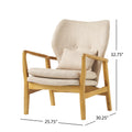 Club Chair, Upholstered Armchair Beige Fabric