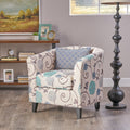 Plaza Club Chair White Blue Fabric