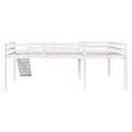 L Shaped Twin Size Loft Bed With Ladder And Slide, White White Solid Wood Mdf