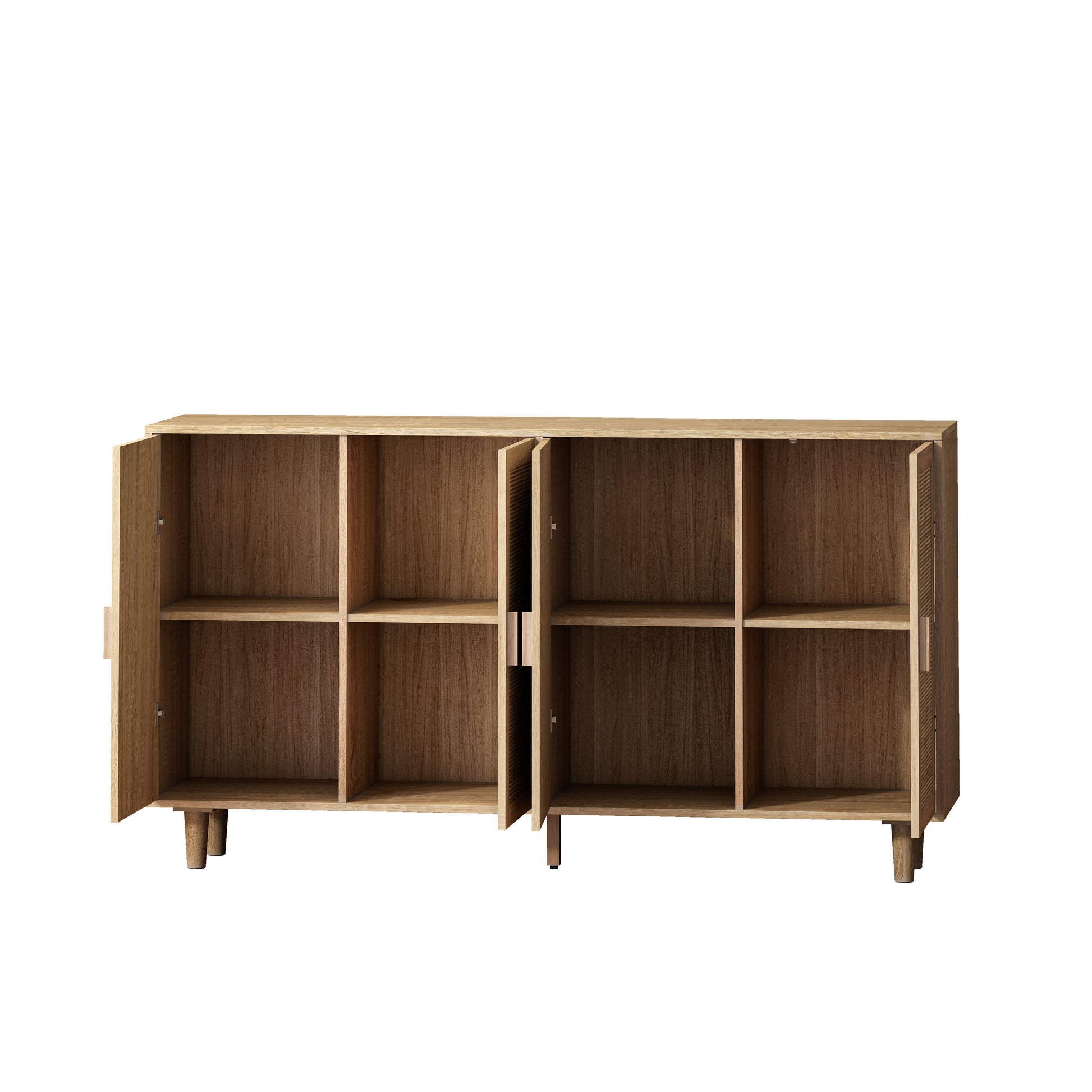 62.20"Elegant And Functional 4 Door Rattan Decorative Storage Cabinet,For Bedroom,Living Room,Office,Easy Assembly Same Sku:W757P190066 Natural Particle Board