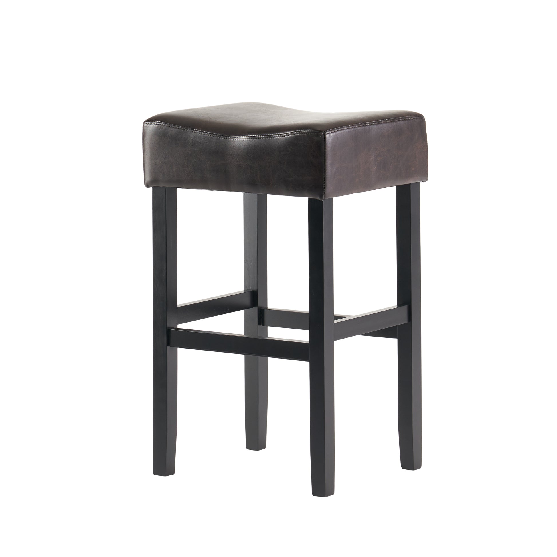 30 Inch Bonded Leather Backless Bar Stool Set Of 2 , Brown Brown Bar Stools Set Of 2 Leather