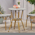 French Bistro Table Natural & Light Brown Aluminium