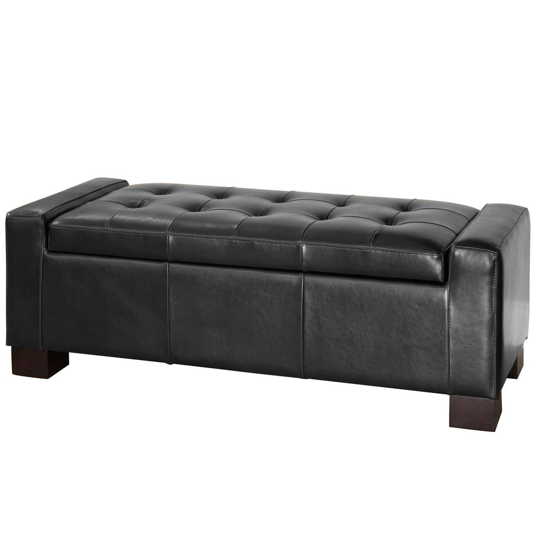 Guernsey Ottoman Black Leather