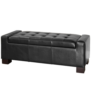 Guernsey Ottoman Black Leather