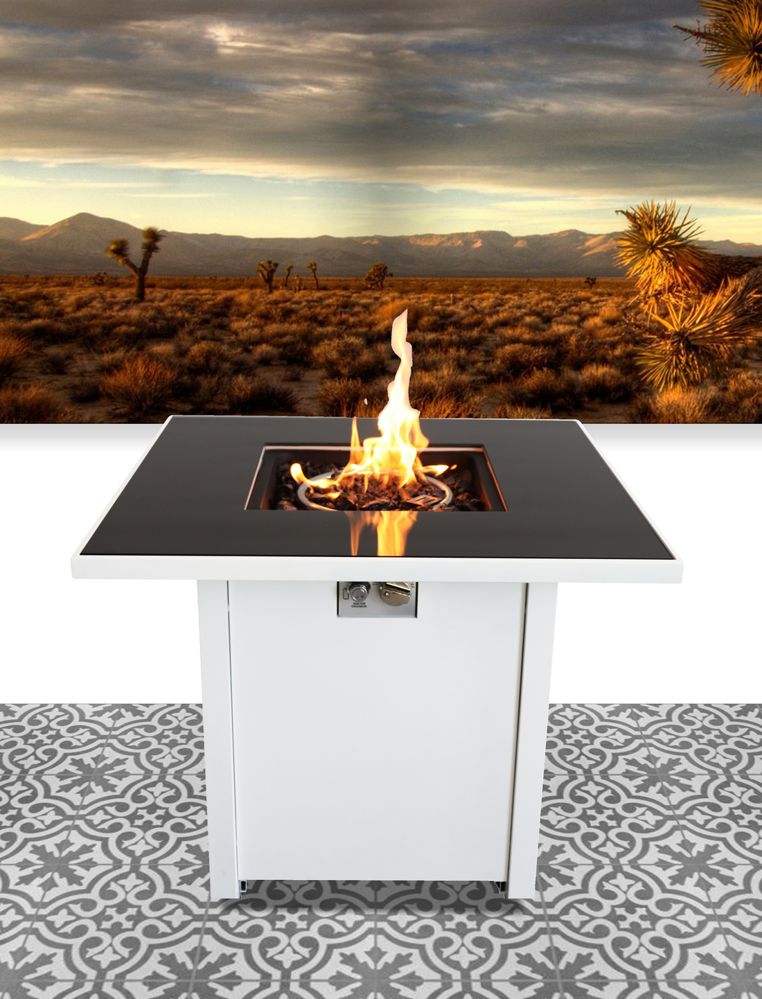 30 Inch White Steel Propane Natural Gas Firepit Table White Garden & Outdoor Modern Steel Steel