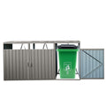 Garbage Bin Shed Stores 3 Trash Cans Metal Outdoor Bin Shed For Garbage Storage,Stainless Galvanized Steel, Bin Shed For Garden Yard Lawn,Grey Grey Iron