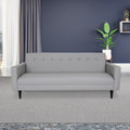 Grey Faux Leather Sofa, Modern 3 Seater Sofas Couches For Living Room, Bedroom, Office, And Apartment With Solid Wood Frame Grey Wood Foam Vinyl