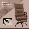 Executive Massage Office Chair With 6 Vibration Points, Microfiber Computer Desk Chair, Heated Reclining Chair With Footrest, Armrest, Double Padding, Brown Brown Polyester