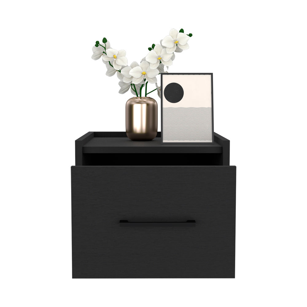 Floating Nightstand Calion, Bedroom, Black Black Particle Board Engineered Wood