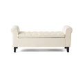 Hayes Armed Storage Bench Ivory Velvet