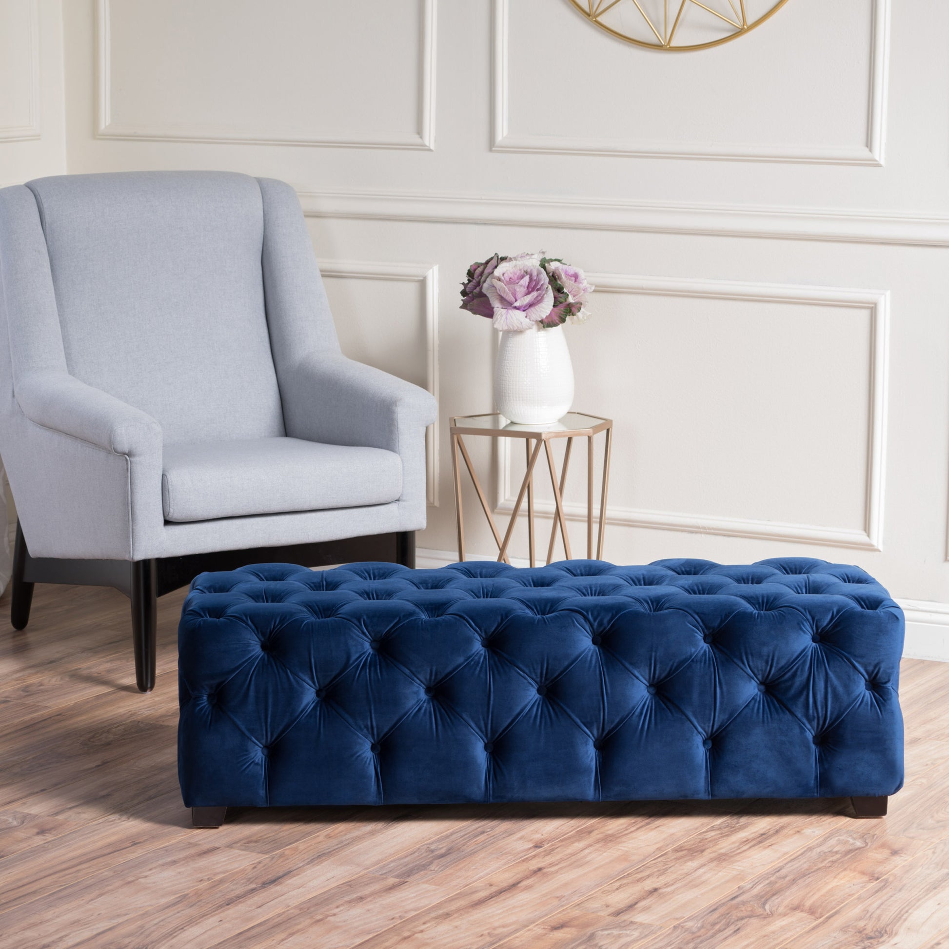 Ottoman Navy Blue Velvet