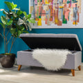 Storage Ottoman Light Grey Fabric