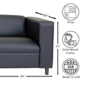 Black Faux Leather Sofa, Modern 3 Seater Sofas Couches For Living Room, Bedroom, Office, And Apartment With Solid Wood Frame Black Wood Foam Vinyl