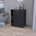 Bar Cart Cisco, Living Room, Black Black Particle Board Engineered Wood