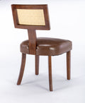 Heng Ming T Back Imitation Rattan Dining Chair, Pu Cushion With Adjustable Foot Cushion, Suitable For Kitchen, Dining Room, Balcony, Bedroom,Set Of 2 Brown Pvc
