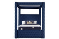 Monica Luxurious Four Poster King 4 Pc Bedroom Set Made With Wood In Navy Box Spring Not Required King Navy Wood 4 Piece Set Bedroom Bed Included,Dresser Included,Mirror Included,Nightstand Included Modern Upholstered Velvet Wood