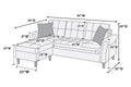 Sectional Sofa In Black Faux Leather Light Coffee Fabric
