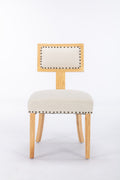 Heng Ming T Back Dining Chair, With Rivet Decoration Adjustment Mat, Suitable For Dining Room, Kitchen, Balcony, Bedroom,Set Of 2 Beige Fabric
