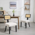 Heng Ming T Back Imitation Rattan Dining Chair, Linen Fabric With Adjustment Mat, Suitable For Kitchen, Dining Room, Balcony, Bedroom,Set Of 2 Beige Fabric