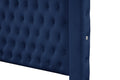 Monica Luxurious Four Poster Full Bed Made With Wood In Navy Box Spring Not Required Full Navy Wood Bedroom Modern Upholstered Velvet Wood