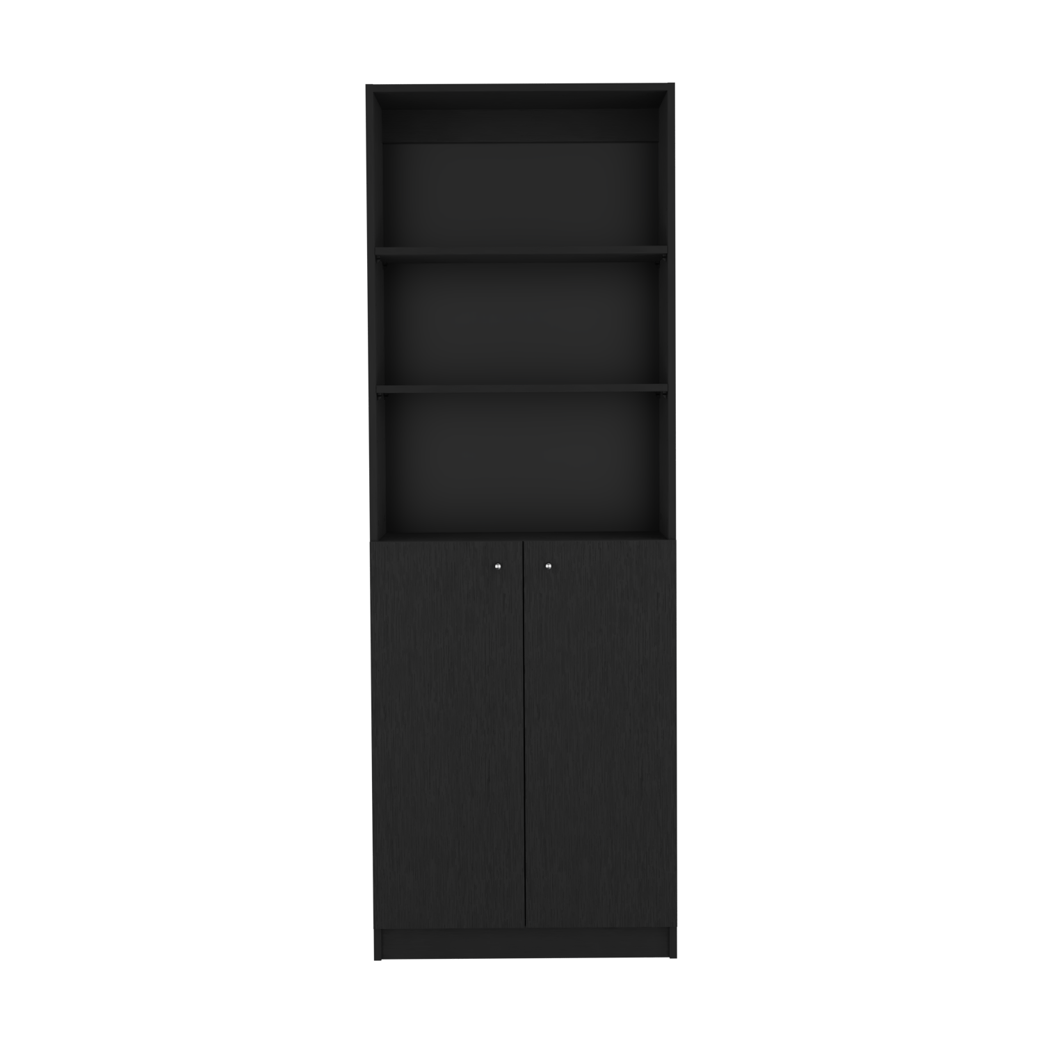 Bookcase Dual Door Benzoni, Office, Black Black Particle Board Engineered Wood