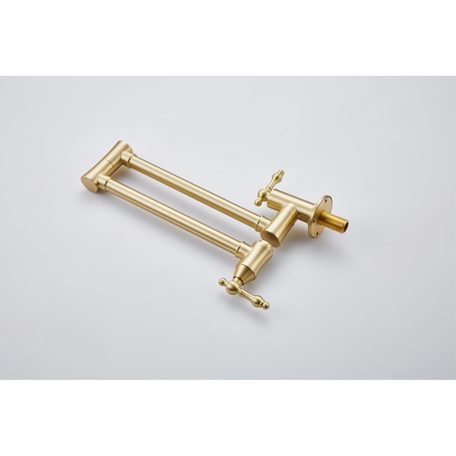 Wall Mount Folding Kitchen Pot Filler Faucet Brushed Gold Brass