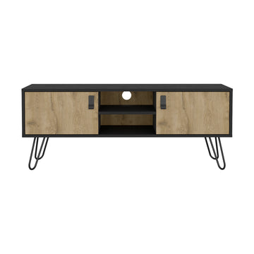 Tv Stand B Magness, Living Room, Black Macadamia Multicolor 50 59 Inches Particle Board Engineered Wood
