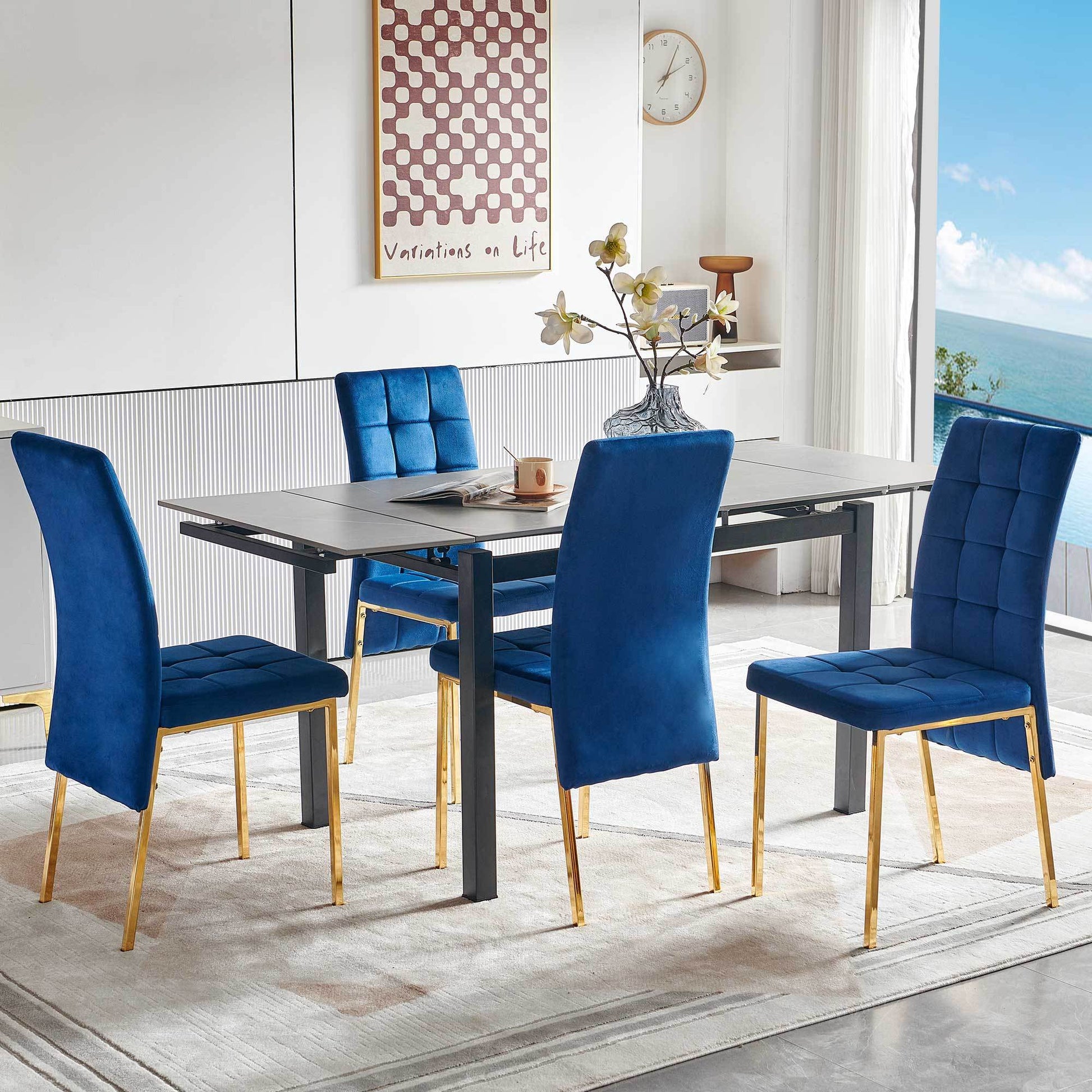 Grey Ceramic Modern Rectangular Expandable Dining Room Table For Space Saving Kitchen Small Space Table Gray Triangular Dining Room Modern Square Ceramic H Shape