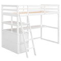 Twin Size Loft Bed With Desk And Shelves, Two Built In Drawers, White Old Sku: Gx000423Aak Box Spring Not Required Twin White Wood Bedroom Pine