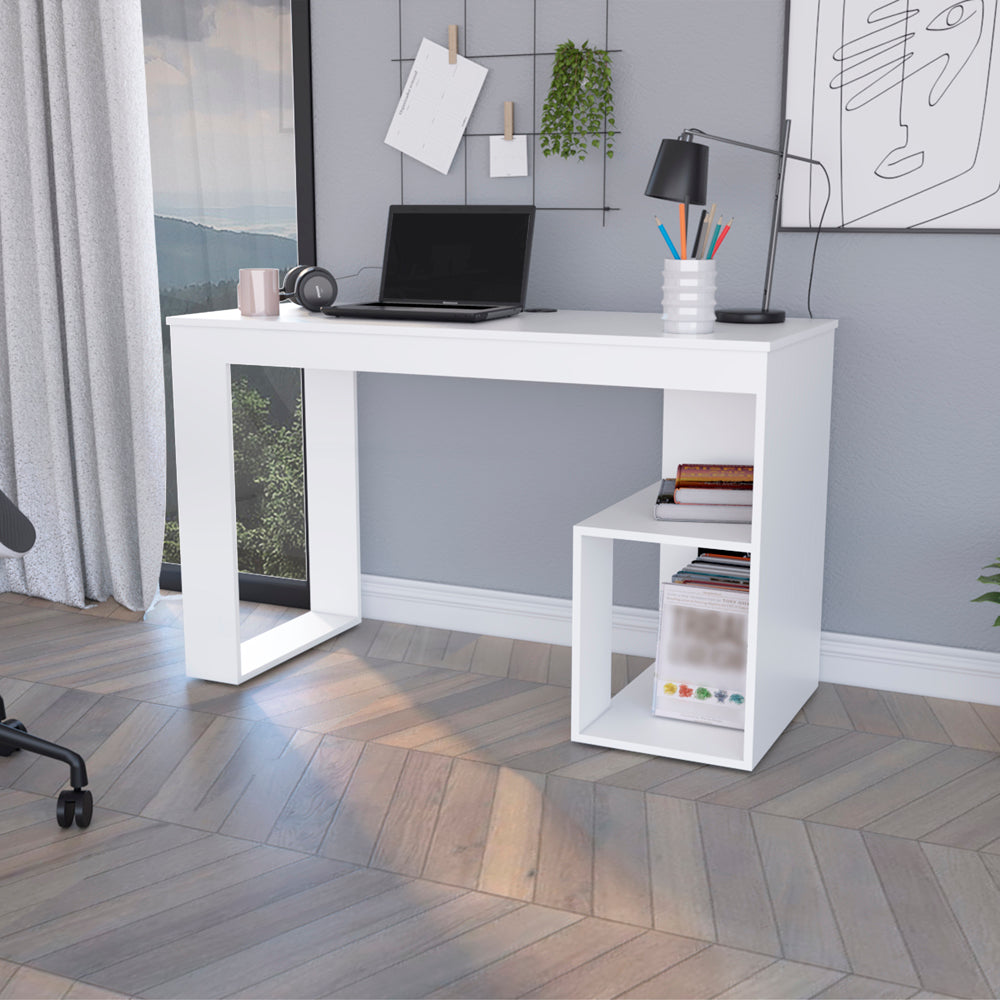 Desk Adona, Office, White White Particle Board Engineered Wood