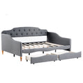 Full Size Vintage Upholstery Daybed With Two Large Storage Drawers, Gray Gray Upholstered