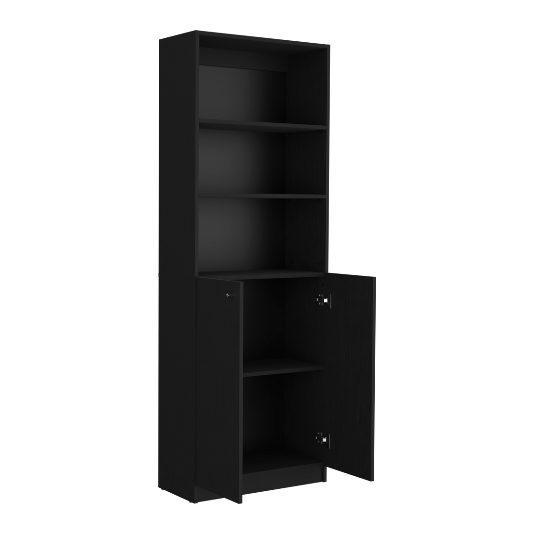 Bookcase Dual Door Benzoni, Office, Black Black Particle Board Engineered Wood